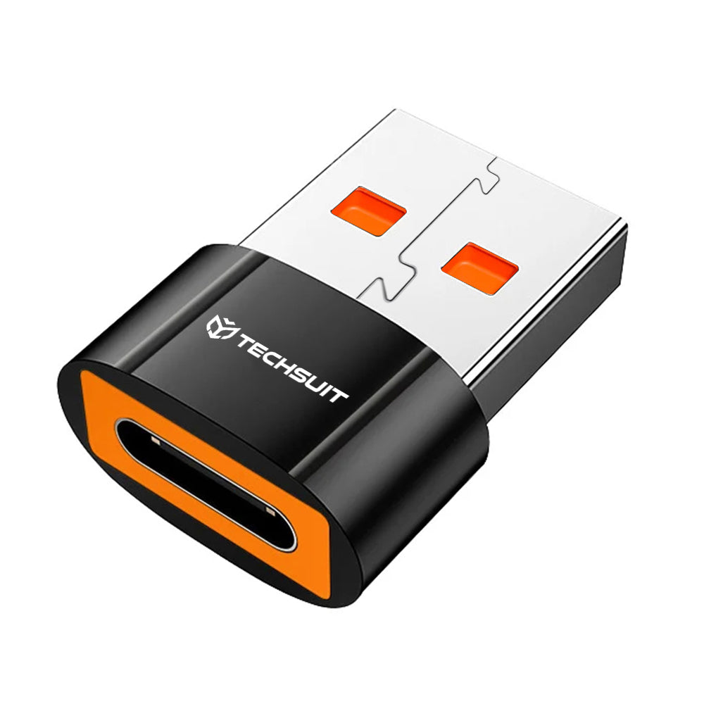 Adattatore Dati e Ricarica USB-C - USB-A Techsuit A7 HyperPort, Nero Arancione