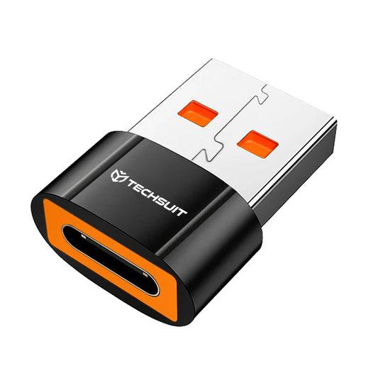 Adattatore Dati e Ricarica USB-C - USB-A Techsuit A7 HyperPort, Nero Arancione