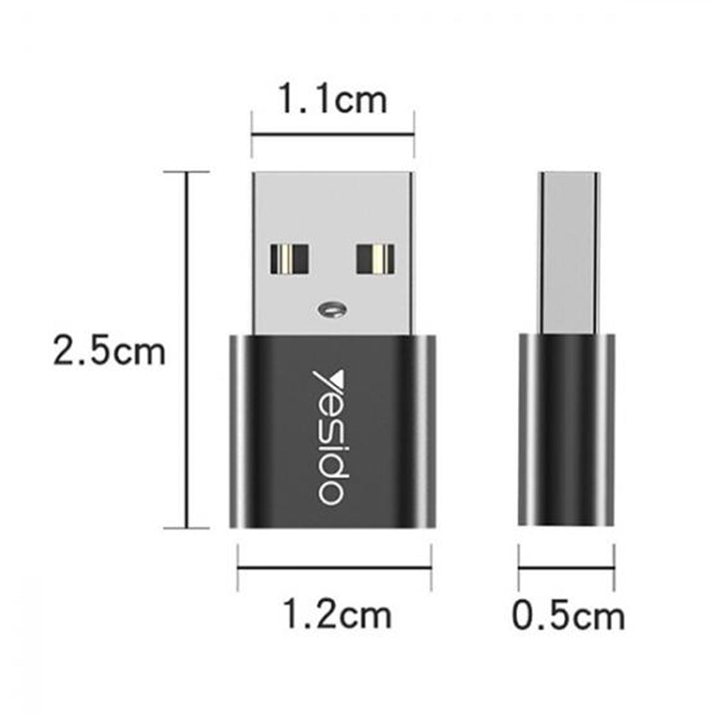 Adattatore Dati e Ricarica USB-C - USB-A Yesido GS09, Nero