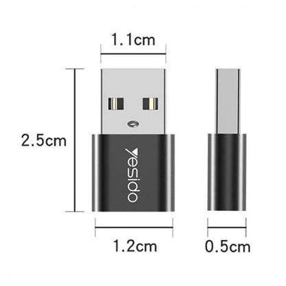 Adattatore Dati e Ricarica USB-C - USB-A Yesido GS09, Nero