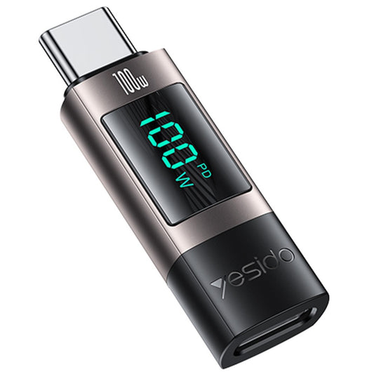 Adaptateur de Données et de Charge USB-C - USB-C Yesido GS24 Display, Gris