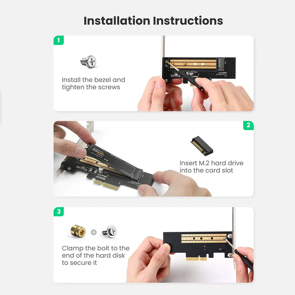 Adaptateur Interface SSD UGREEN CM302 (70503), NVMe M.2 - PCIe 3.0 X4