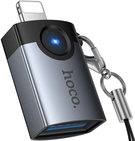Adaptateur OTG Lightning - USB-A HOCO UA46, Gris