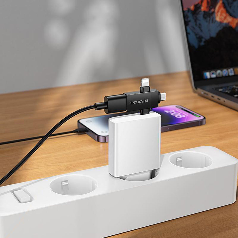 OTG-Adapter Lightning / microUSB / USB-C - USB-A Borofone BV26D, Schwarz
