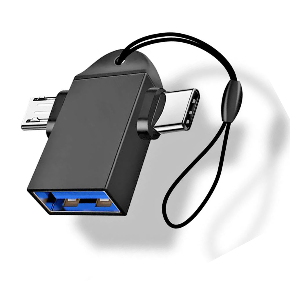 Adattatore OTG microUSB / USB-C - USB-A Techsuit A16 TwoVoltX, Nero