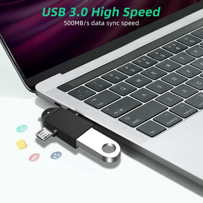 Adattatore OTG microUSB / USB-C - USB-A Techsuit A16 TwoVoltX, Nero