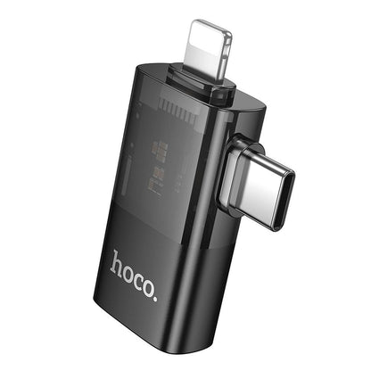 OTG-Adapter Lightning / USB-C - USB-A HOCO UA36E, Schwarz