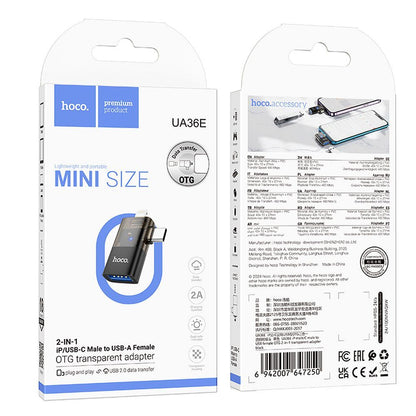 OTG-Adapter Lightning / USB-C - USB-A HOCO UA36E, Schwarz