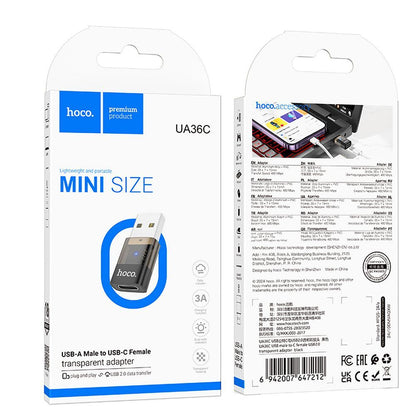 USB-C - USB-A Daten- und Ladeadapter HOCO UA36C, Schwarz