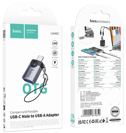 OTG-Adapter USB-C - USB-A HOCO UA46C, Grau