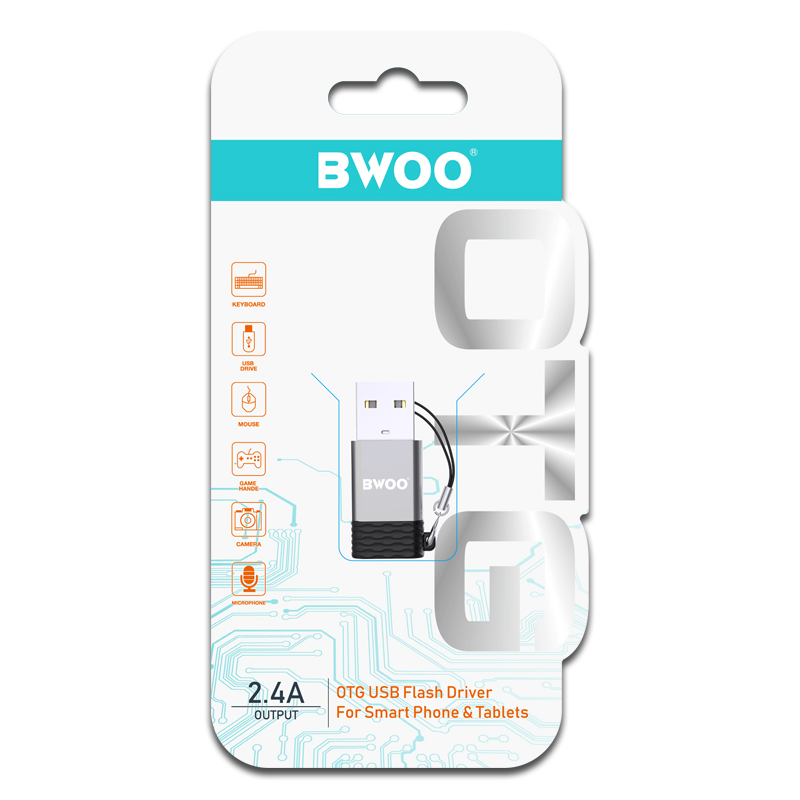Adattatore Dati e Ricarica USB-C - USB-A BWOO BZ-38, Grigio
