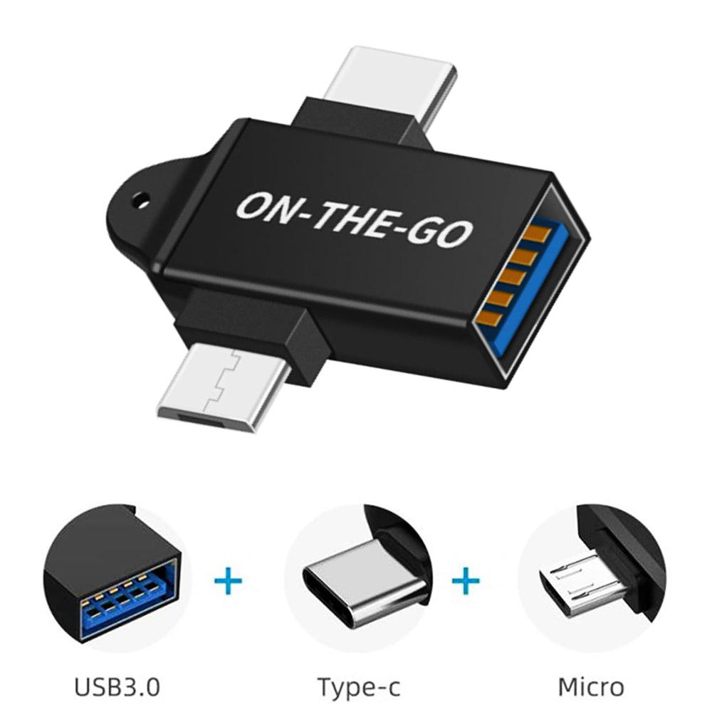 OTG Adapter microUSB / USB-C - USB-A Techsuit A15 AluCoreX, Black
