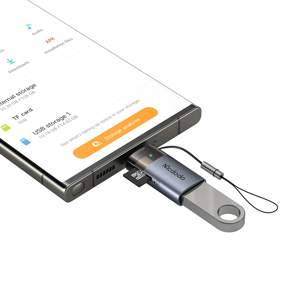 USB-C McDodo OT-7600 Kartenleser, USB-A (OTG) - microSD, Schwarz