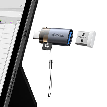 USB-C McDodo OT-7600 Kartenleser, USB-A (OTG) - microSD, Schwarz