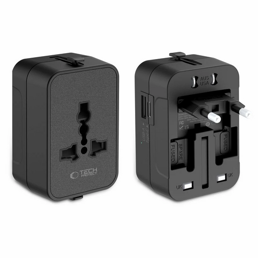Adattatore di Rete Tech-Protect TA300 Travel EU / UK / US / AU, Nero