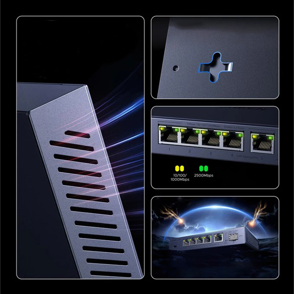 Switch di rete UGREEN 35048EU, 5 x RJ45, Grigio