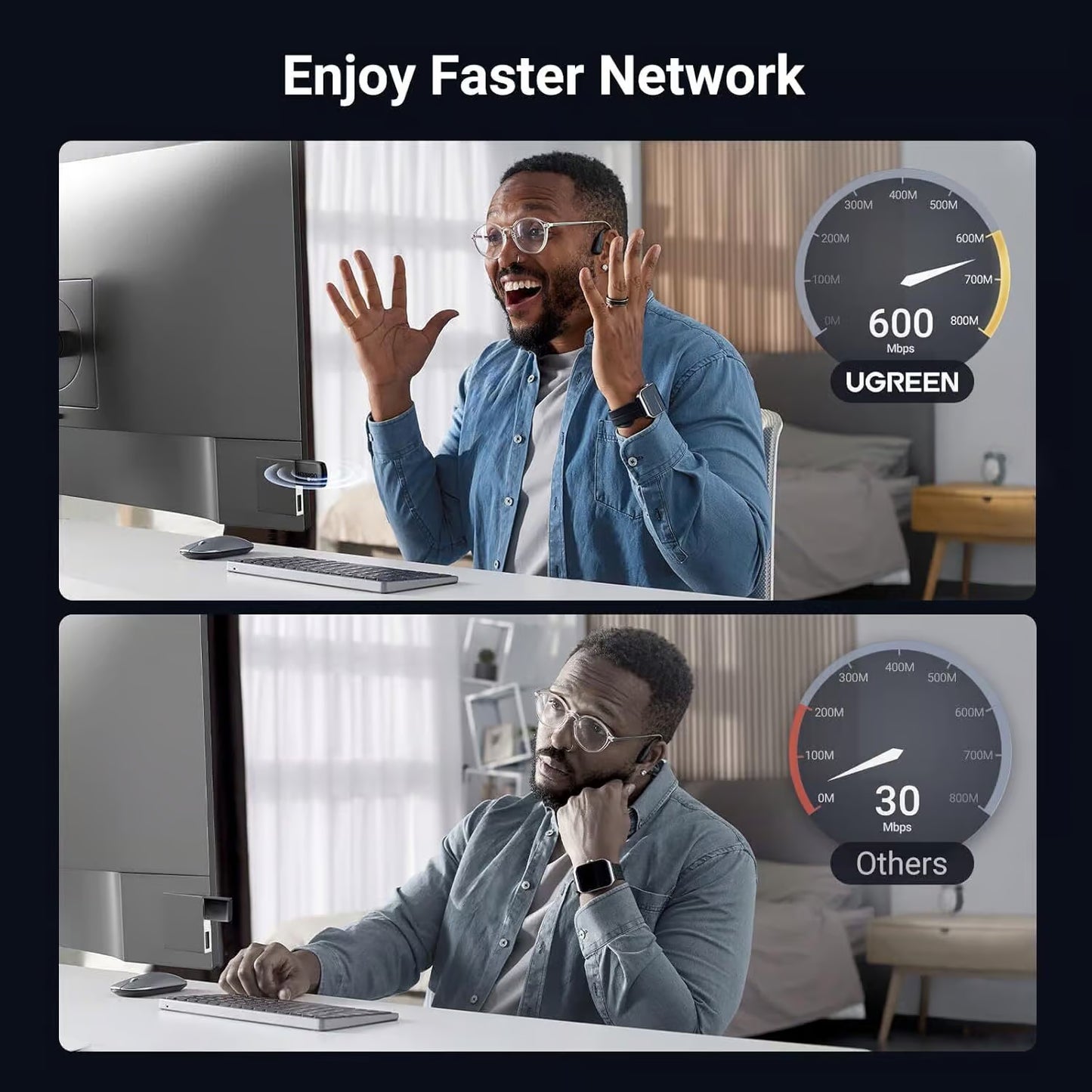 Adattatore Wireless UGREEN CM762 (35264), Dual Band, Wi-Fi 6, 600Mbps, Nero