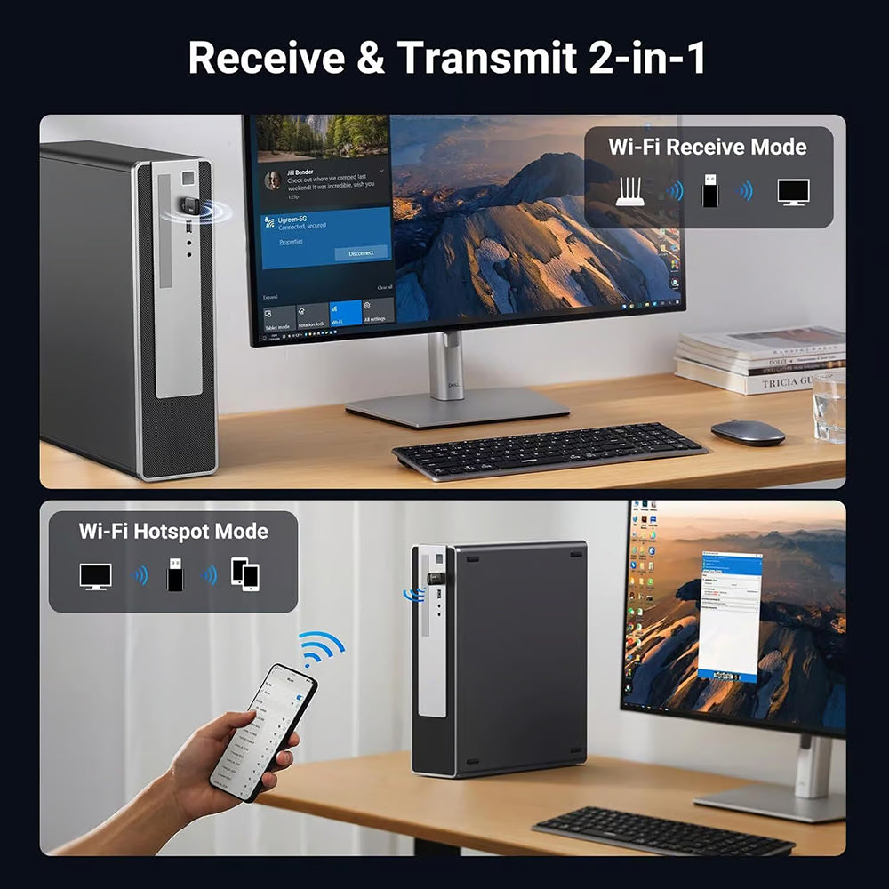 Adattatore Wireless UGREEN CM762 (35264), Dual Band, Wi-Fi 6, 600Mbps, Nero