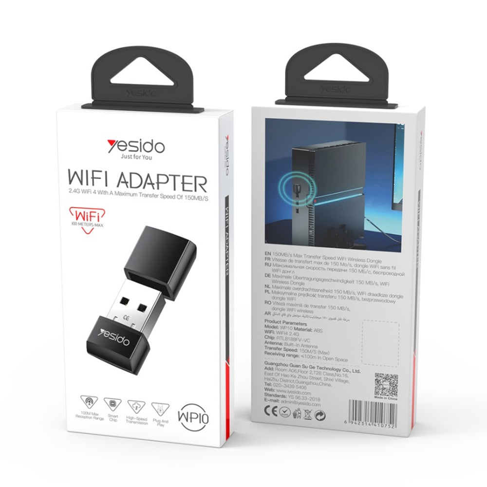 Adattatore Wireless Yesido WP10, 150Mbps, Nero
