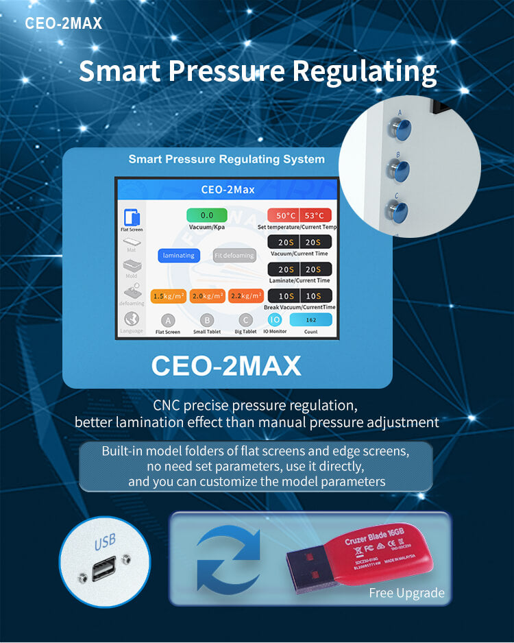 OCA Laminating Machine / Bubble Removal Package + Air Compressor + Vacuum Pump Forward CEO-2Max + FW-122B + FW-126S
