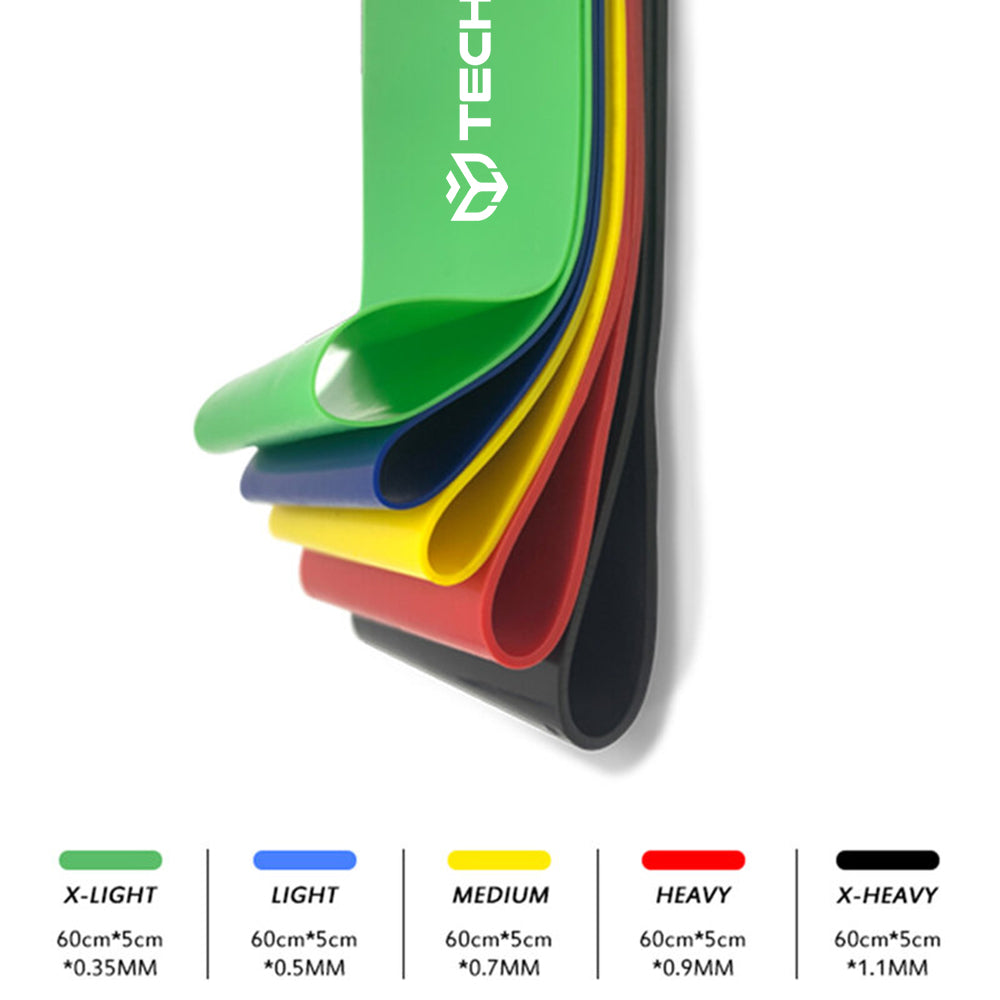 Banda Elastica Fitness Techsuit TS-01, Set 5 pezzi, Multicolore