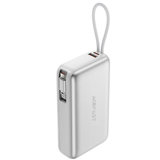 Externer Akku Acefast M34, 20000mAh, 45W, QC + PD, 1 x USB-A - 2 x USB-C, Silber