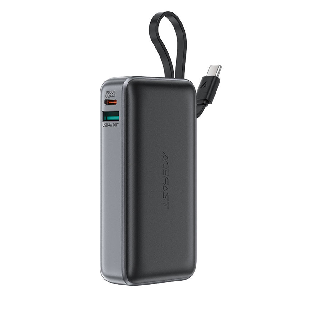 Batterie Externe Acefast M7, 10000mAh, 30W, QC + PD, 1 x USB-A - 2 x USB-C, Noire.