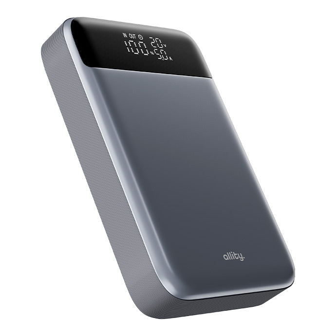 Batterie Externe Allity. APB-200 PocketPower, 19200mAh, 130W, QC + PD, 1 x USB-A - 2 x USB-C, Gris
