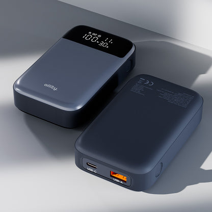 Batteria Esterna Allity. APB-200 PocketPower, 10000mAh, 33W, QC + PD, 1 x USB-A - 1 x USB-C, Grigio