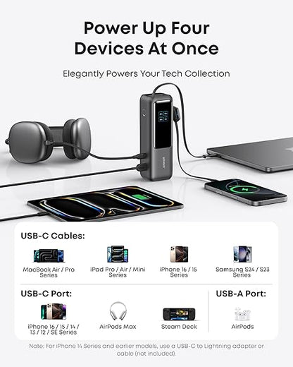 Externer Akku Anker, 25000mAh, 165W, QC + PD, 1 x USB-A - 3 x USB-C, Grau A1695H11