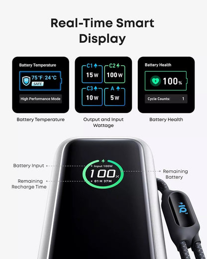 Batterie Externe Anker, 25000mAh, 165W, QC + PD, 1 x USB-A - 3 x USB-C, Argentée, Reconditionnée A1695H41