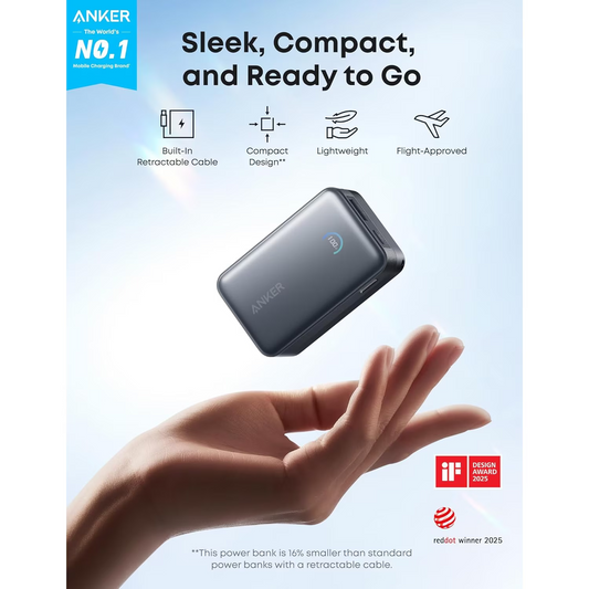 Batterie Externe Anker Nano, 10000mAh, 45W, QC + PD, 1 x USB-A - 1 x USB-C, Noire A1638H11