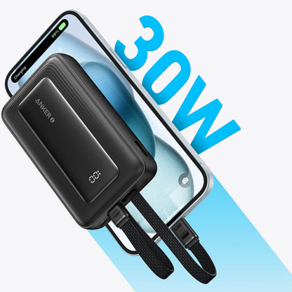 Externer Akku Anker PowerCore, 10000mAh, 30W, QC + PD, 1 x Lightning - 1 x USB-A - 2 x USB-C, Schwarz A1680G11