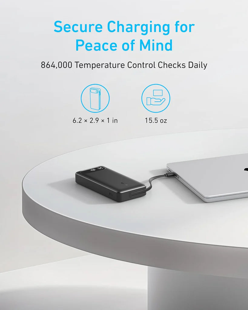 Externer Akku Anker PowerCore, 20000mAh, 87W, QC + PD, 1 x USB-A - 2 x USB-C, Schwarz A1383H11