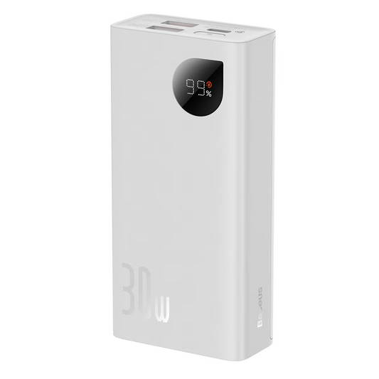 Externer Akku Baseus Adaman2, 10000mAh, 30W, QC + PD, 1 x USB-C - 2 x USB-A, Weiß PPAD080002