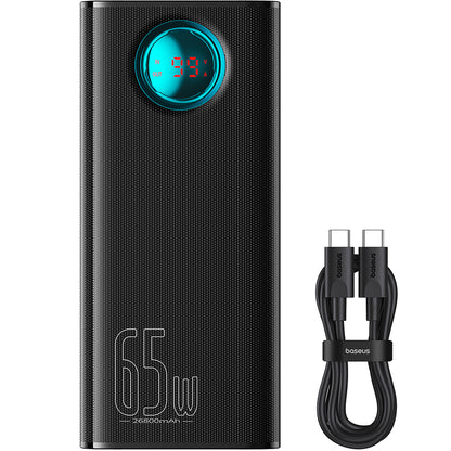 Batterie Externe Baseus Amblight à Affichage Numérique, 26800mAh, 65W, QC + PD, 1 x USB-C - 4 x USB-A, Noire P10022402113-00
