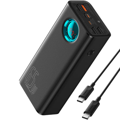 Batterie Externe Baseus Amblight à Affichage Numérique, 26800mAh, 65W, QC + PD, 1 x USB-C - 4 x USB-A, Noire P10022402113-00