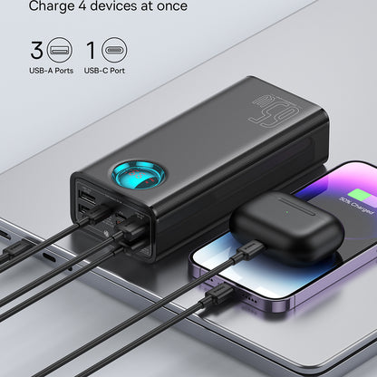 Batterie Externe Baseus Amblight à Affichage Numérique, 26800mAh, 65W, QC + PD, 1 x USB-C - 4 x USB-A, Noire P10022402113-00