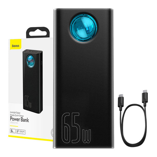 Batteria Esterna Baseus Amblight Display Digitale, 30000mAh, 65W, QC + PD, 1 x USB-C - 4 x USB-A, Nera PPLG000101