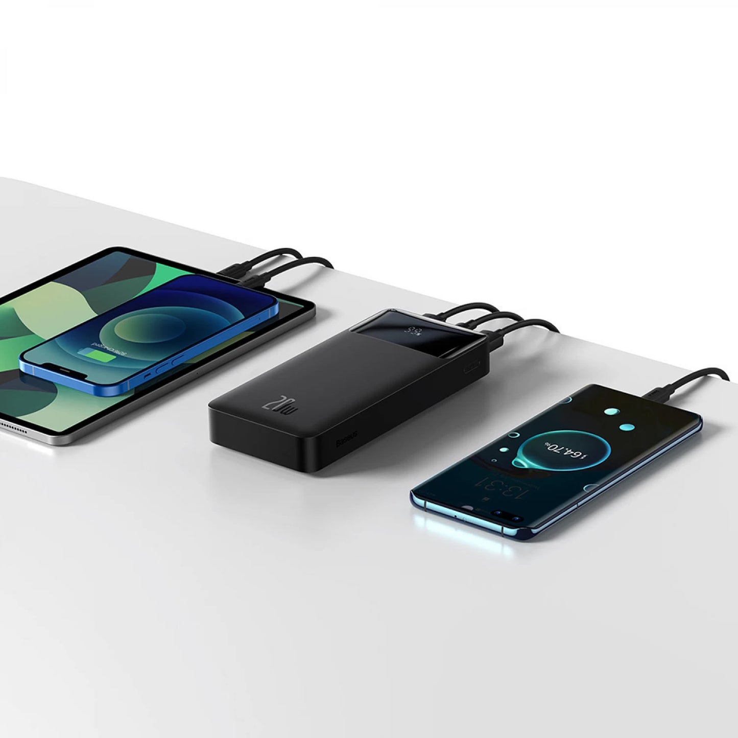 Batterie Externe Baseus Bipow, 20000mAh, 20W, QC + PD, 1 x USB-C - 2 x USB-A, Noire PPBD050501