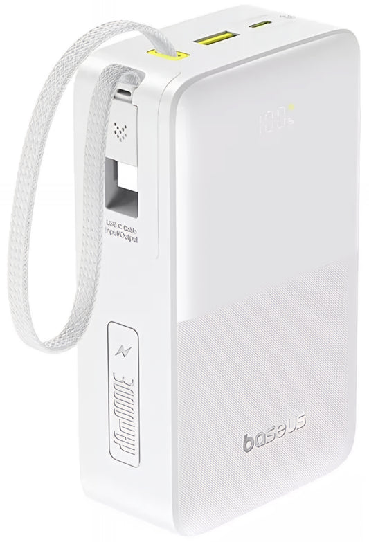 Batteria Esterna Baseus EnerFill Bipow2 Pro, 30000mAh, 22.5W, QC + PD, 1 x USB-A - 2 x USB-C, Bianca E0028101