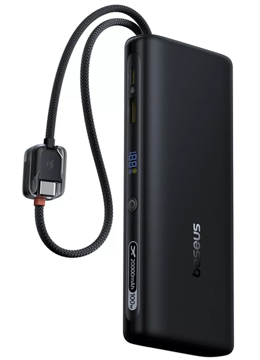 Batterie Externe Baseus EnerFill FC41, 20000mAh, 100W, QC + PD, 1 x USB-A - 3 x USB-C, Noire E0028N03