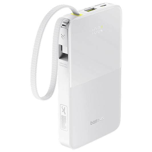 Externer Akku Baseus EnerFill Bipow2 Pro, 10000mAh, 22.5W, QC + PD, 1 x USB-A - 2 x USB-C, Weiß E0027601