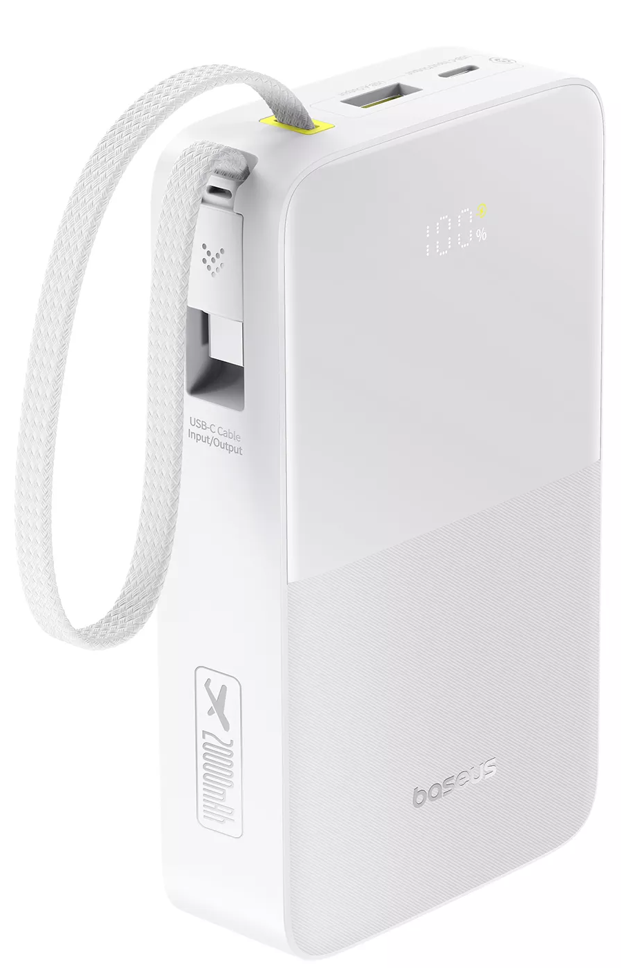 Externer Akku Baseus EnerFill Bipow2 Pro, 20000mAh, 22.5W, QC + PD, 1 x USB-A - 2 x USB-C, Weiß E0027700