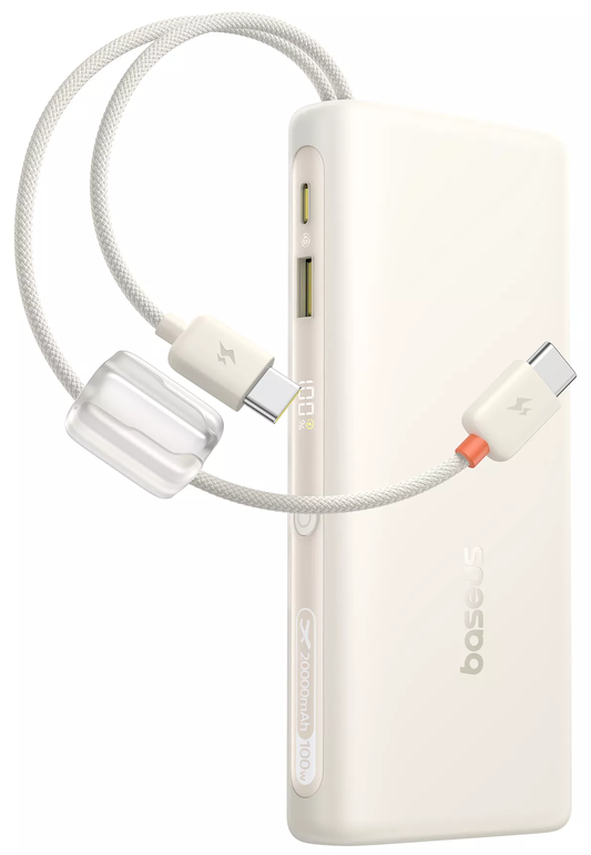 Batteria Esterna Baseus EnerFill FC41, 20000mAh, 100W, QC + PD, 1 x USB-A - 3 x USB-C, Bianca E0028N04