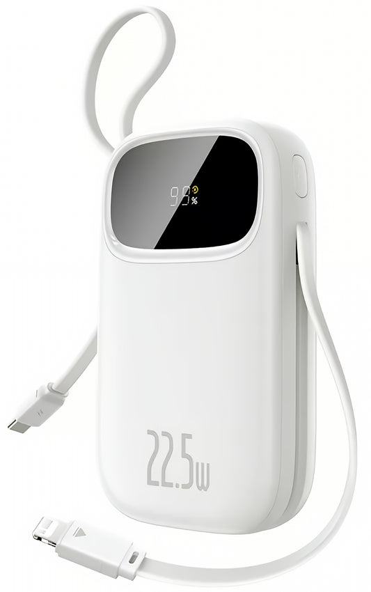Batteria Esterna Baseus EnerFill FC31, 10000mAh, 22.5W, QC + PD, 1 x Lightning - 1 x USB-A - 2 x USB-C, Bianca P10082106213-00