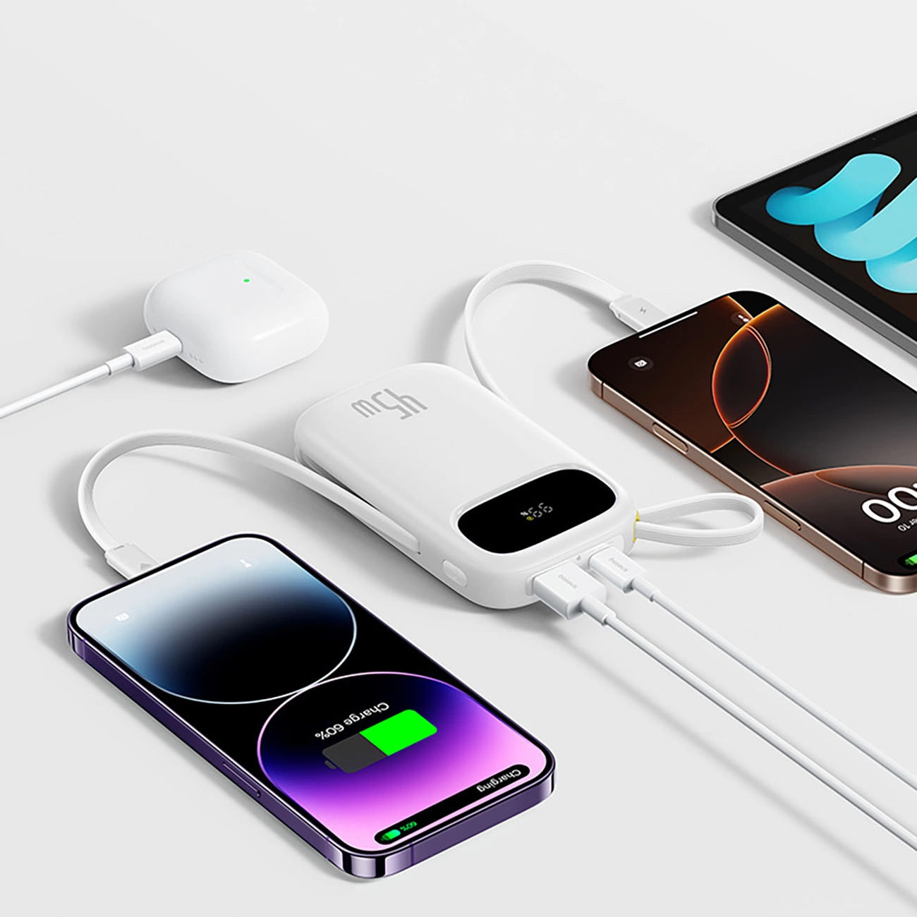 Batterie Externe Baseus EnerFill FC31, 20000mAh, 45W, QC + PD, 1 x Lightning - 1 x USB-A - 2 x USB-C, Blanche E0028D01