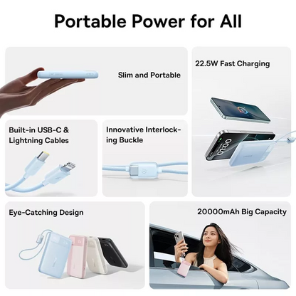 Batterie Externe Baseus EnerFill FC11, 10000mAh, 22,5W, QC + PD, 1 x Lightning - 1 x USB-A - 2 x USB-C, Noire E0027R04
