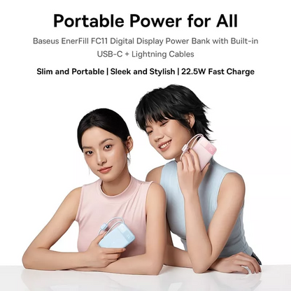 Batterie Externe Baseus EnerFill FC11, 10000mAh, 22,5W, QC + PD, 1 x Lightning - 1 x USB-A - 2 x USB-C, Noire E0027R04