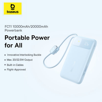Batterie Externe Baseus EnerFill FC11, 20000mAh, 22,5W, QC + PD, 1 x Lightning - 1 x USB-A - 2 x USB-C, Bleue E0027S06